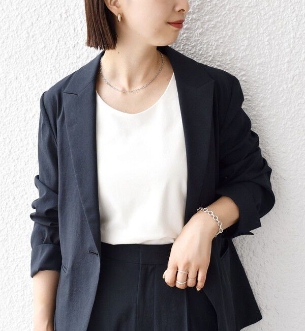 SHIPS for women「《一部予約》〈手洗い可能〉2WAY サテン &times; カットソー スクエア タンクトップ」|タンクトップ|