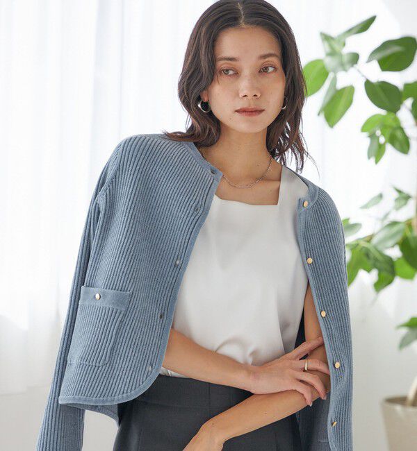 SHIPS for women「《一部予約》〈手洗い可能〉2WAY サテン &times; カットソー スクエア タンクトップ」|タンクトップ|