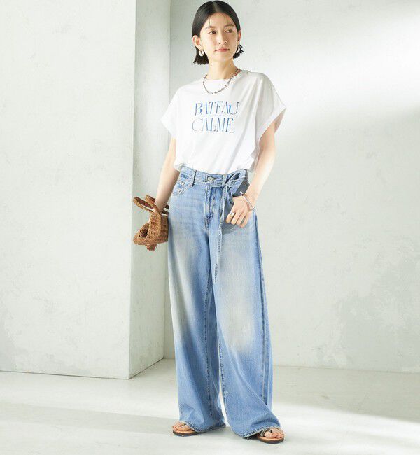SHIPS for women「　《一部予約》メルティ コットン プリント ロゴ ショート スリーブ Tシャツ」|Tシャツ・カットソー|