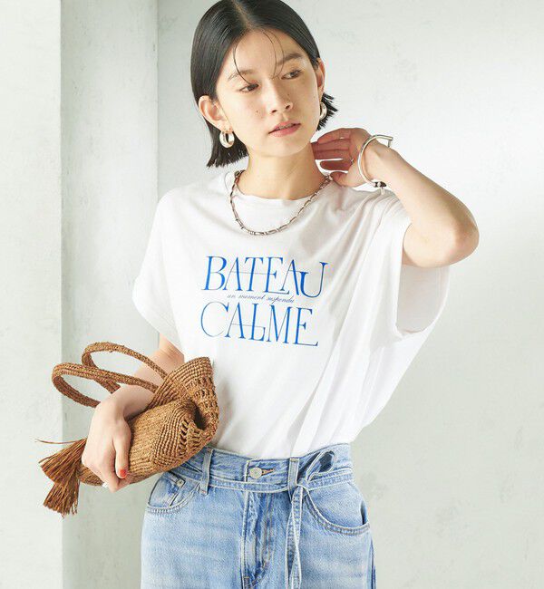 SHIPS for women「　《一部予約》メルティ コットン プリント ロゴ ショート スリーブ Tシャツ」|Tシャツ・カットソー|