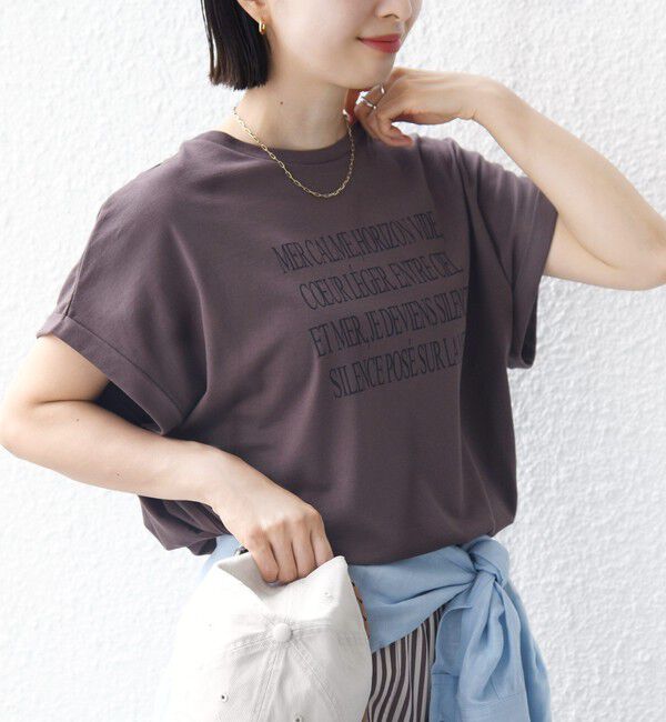 SHIPS for women「　《一部予約》メルティ コットン プリント ロゴ ショート スリーブ Tシャツ」|Tシャツ・カットソー|