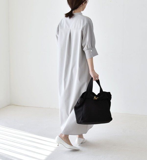 quaranciel「《一部追加予約》quaranciel:〈洗濯機可能〉CALCULO(R)使用 バンドカラー シャツ ワンピース」|ワンピース|