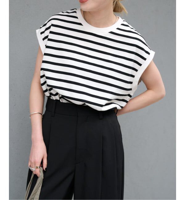 OUTDOOR PRODUCTS Usual Things「コットンボーダーワイドノースリTEE」|Tシャツ・カットソー|