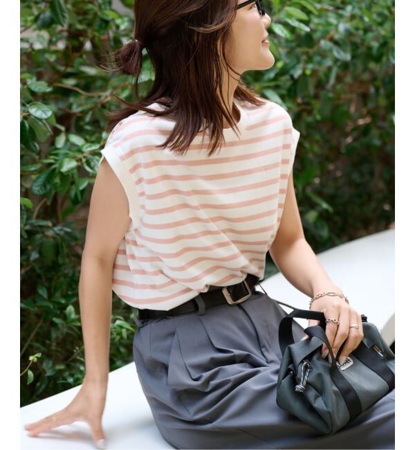 OUTDOOR PRODUCTS Usual Things「コットンボーダーワイドノースリTEE」|Tシャツ・カットソー|