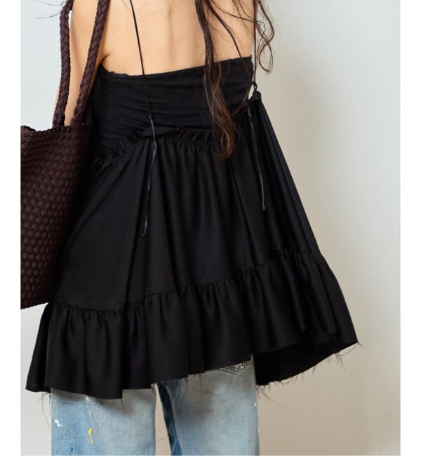  「SATIN RUFFLE MINI DRESS：ワンピース」|ワンピース|