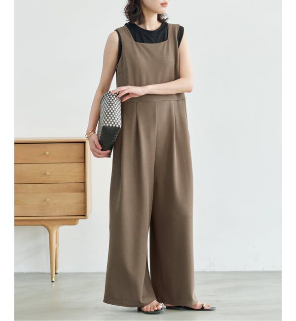 SLOBE IENA「《WEB限定サイズ有り/3サイズ展開》カットオールインワン」|オールインワン|カーキ