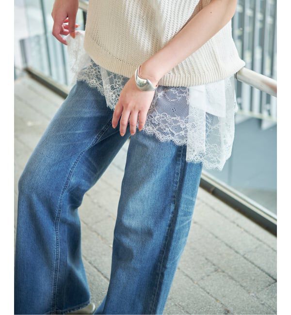 SLOBE IENA「《追加》レースコンビノースリカットソー」|Tシャツ・カットソー|ホワイト