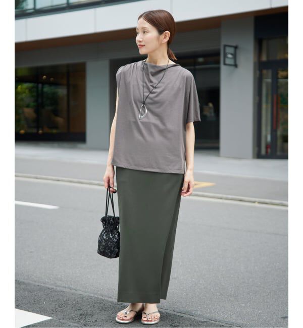 IENA「《追加予約/新色あり/接触冷感/防シワ》ストレッチジョーゼット Iラインスカート」|スカート|
