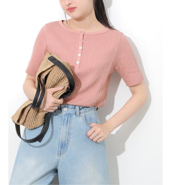 JOURNAL STANDARD relume「ヘンリーネックランダムリブTシャツ」|Tシャツ・カットソー|ピンク