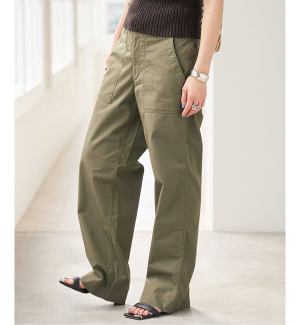 Spick and Span「リップルーズベイカーパンツ」|カーゴ|カーキ