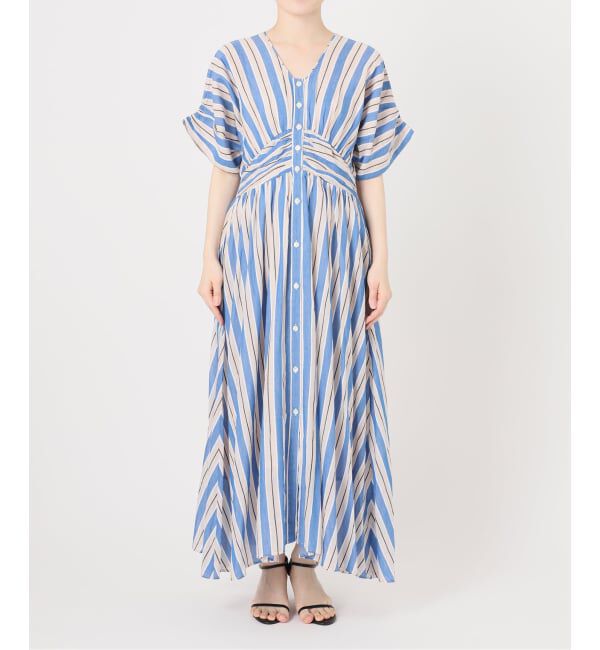 Spick and Span「《WEB限定追加》ne Quittez pas Cotton Voile Stripe Waist Gather Dress」|ワンピース|