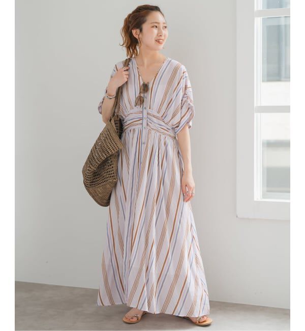 Spick and Span「《WEB限定追加》ne Quittez pas Cotton Voile Stripe Waist Gather Dress」|ワンピース|