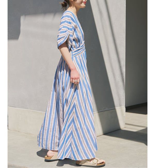 Spick and Span「《WEB限定追加》ne Quittez pas Cotton Voile Stripe Waist Gather Dress」|ワンピース|