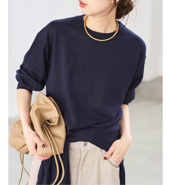 Spick and Span「《新色有り / 追加予約》18G クルーネックプルオーバー」|ニット・セーター|ネイビー