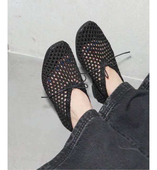 GRISE「《WEB+一部店舗限定》GRISE CORD MESHバレリーナ」|バレエシューズ|ブラック