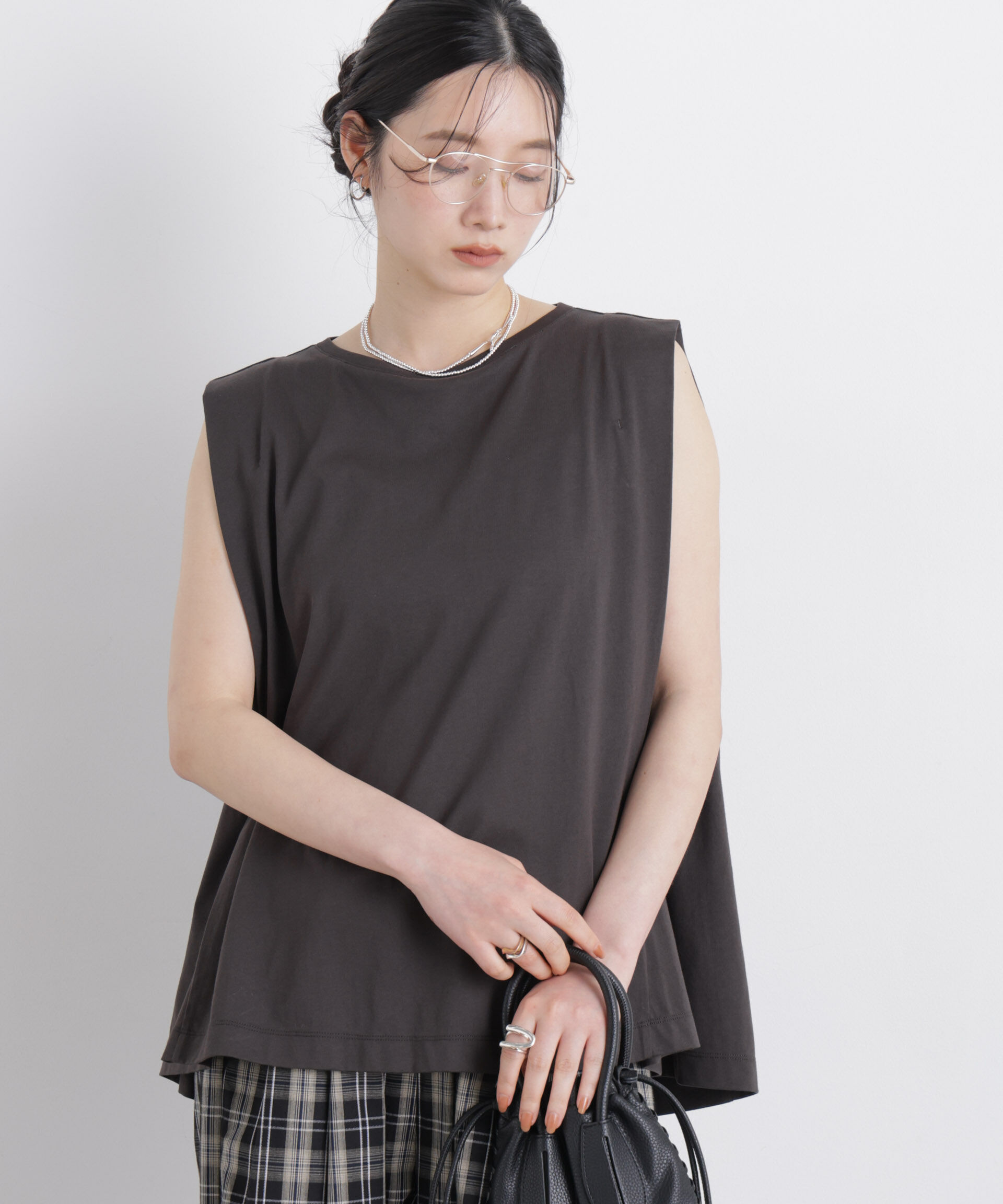 nano･universe「NANOFINE ボックスフレアカットトップス」|Tシャツ・カットソー|