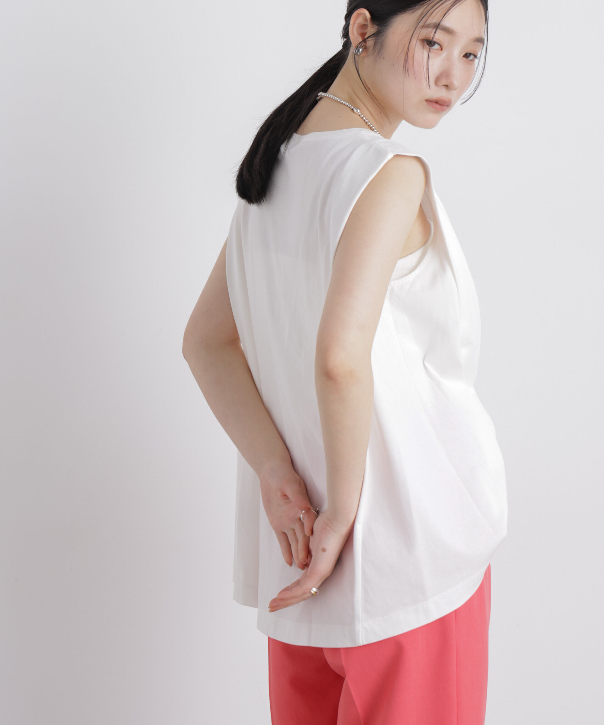 nano･universe「NANOFINE ボックスフレアカットトップス」|Tシャツ・カットソー|