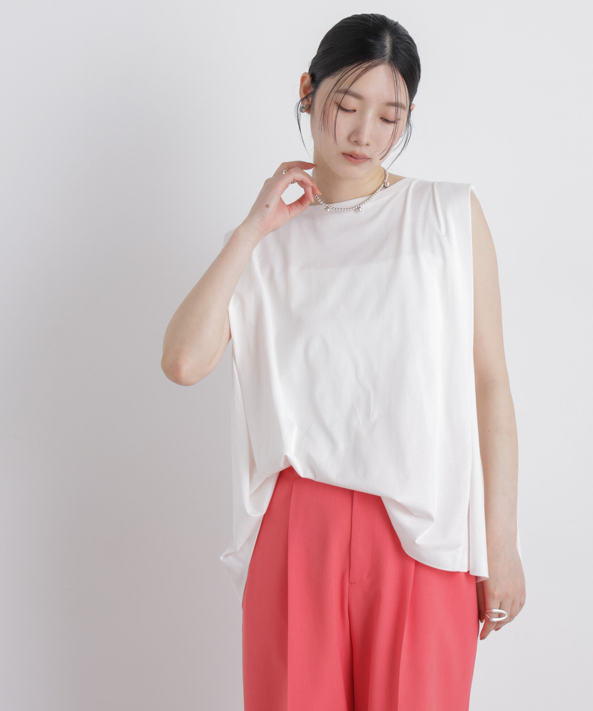 nano･universe「NANOFINE ボックスフレアカットトップス」|Tシャツ・カットソー|