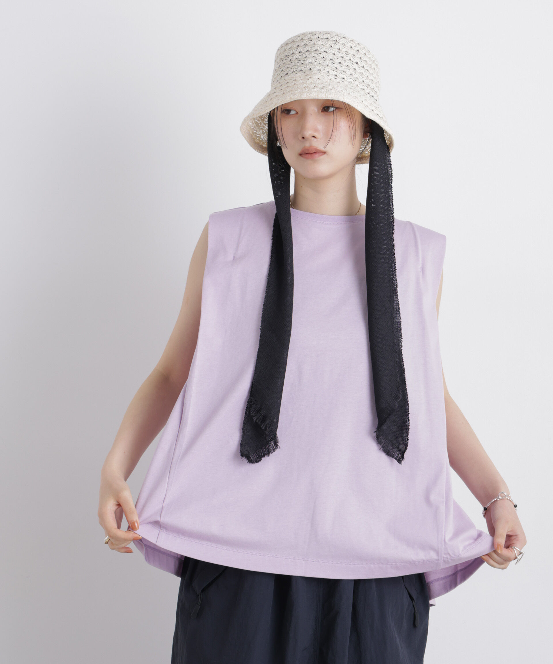 nano･universe「NANOFINE ボックスフレアカットトップス」|Tシャツ・カットソー|
