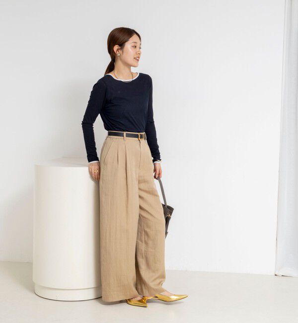 NOLLEY'S「ウォッシャブルシアー配色ロンＴ」|Tシャツ・カットソー|