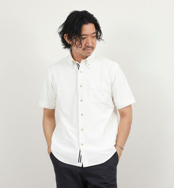 NOLLEY'S goodman「《ビジカジ対応》トリコットサッカーテープBD SS 半袖ボタンダウンシャツ 26SS」|シャツ・ブラウス|