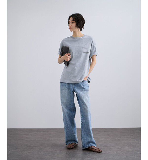 SALON adam et rope'「【Americana（アメリカーナ）】ラフィー丸胴 プリントT / ポイントロゴ」|Tシャツ・カットソー|