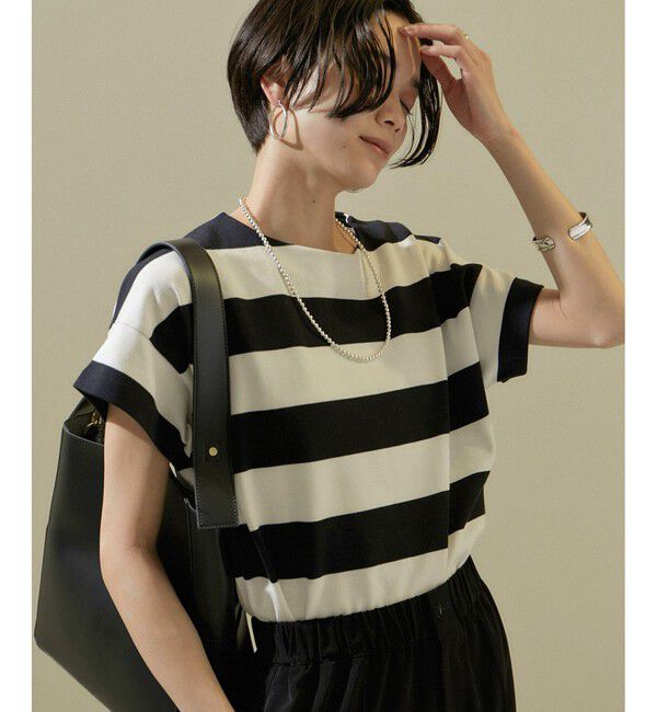 SALON adam et rope'「【WEB限定】フレンチスリーブポンチボーダーTシャツ」|Tシャツ・カットソー|
