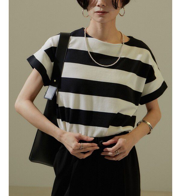 SALON adam et rope'「【WEB限定】フレンチスリーブポンチボーダーTシャツ」|Tシャツ・カットソー|