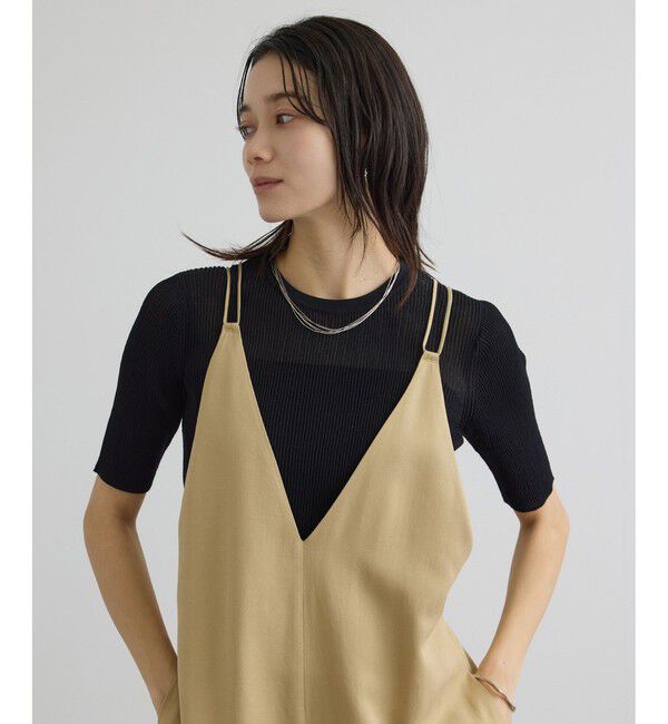 SALON adam et rope'「【WEB限定】シアーリブニットハーフスリーブプルオーバー」|Tシャツ・カットソー|