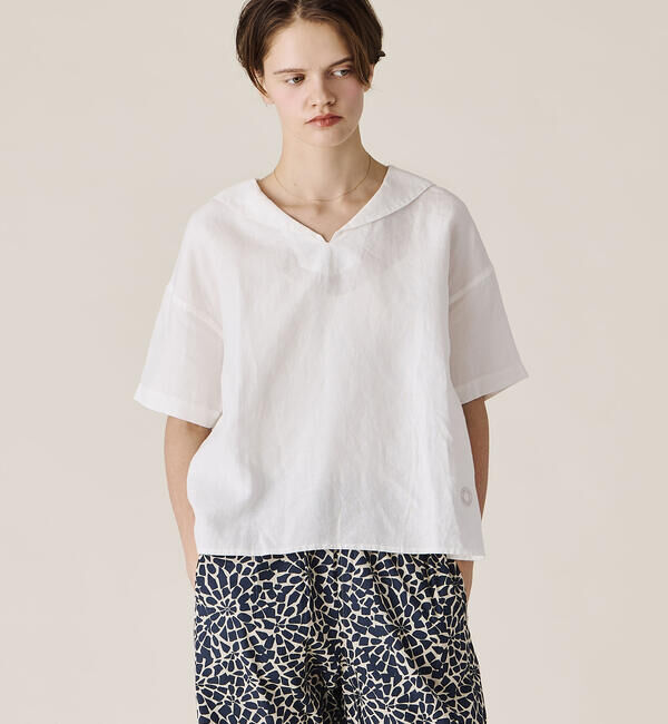 ORCIVAL「ORCIVAL | リネン 半袖セーラーシャツ WOMEN」|シャツ・ブラウス|OFFWHITE