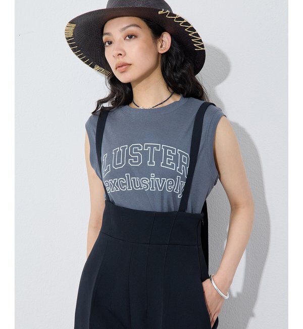  「ノースリーブロゴTシャツ」|Tシャツ・カットソー|チャコールグレー