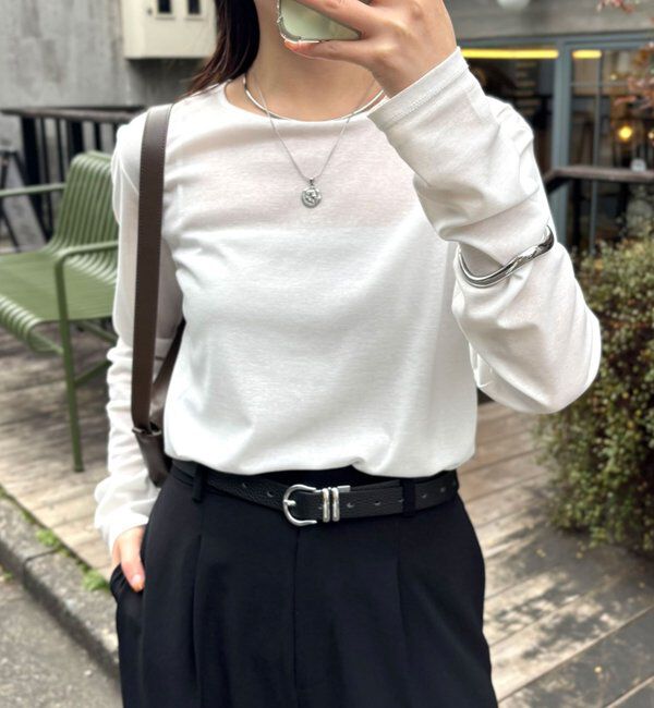  「【人気につき追加販売/接触冷感/吸水速乾】ベーシックシアーロンT」|Tシャツ・カットソー|オフホワイト