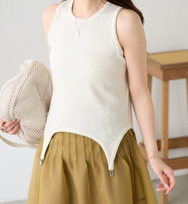  「ガーターディティールアメスリタンクトップ」|Tシャツ・カットソー|アイボリー