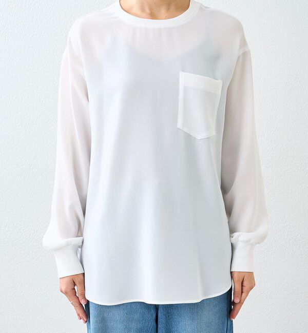  「【冷房・日焼け対策◎/3サイズ展開/手洗い可】ジョーゼットポケットブラウス」|シャツ・ブラウス|
