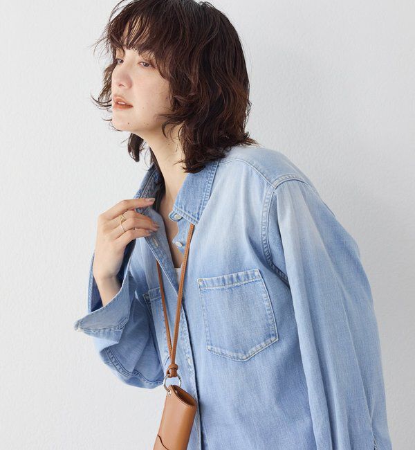  「【RIMH】【取り外し可能肩パッド付き】ショルダーパッドロングシャツ」|シャツ・ブラウス|