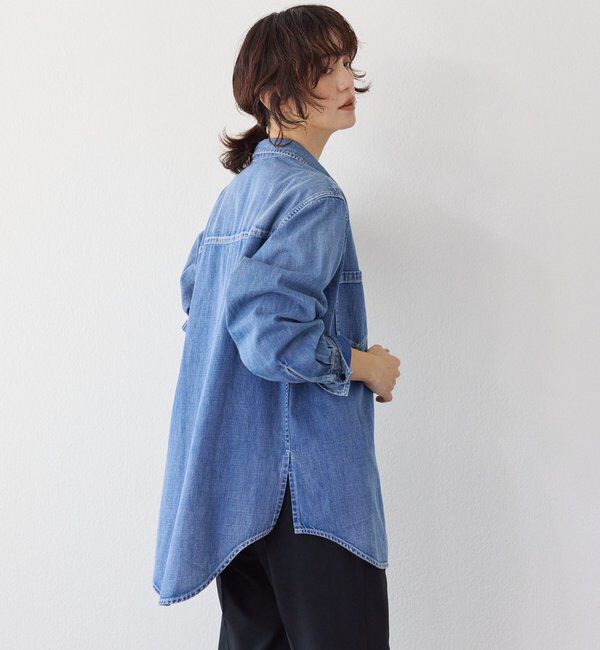  「【RIMH】【取り外し可能肩パッド付き】ショルダーパッドロングシャツ」|シャツ・ブラウス|