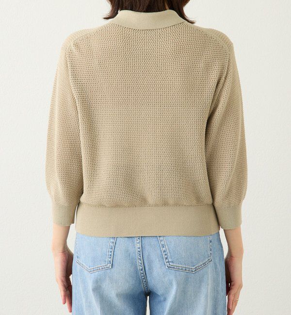  「【抜け感】ZIPポロメッシュニット」|カーディガン|