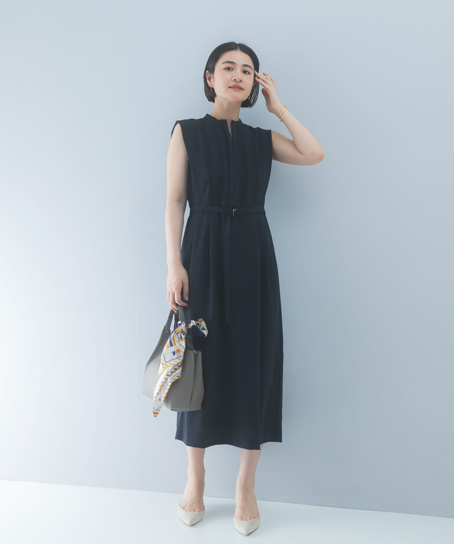 URBAN RESEARCH ROSSO「クールタッチ 防シワストレートワンピース」|ワンピース|ネイビー