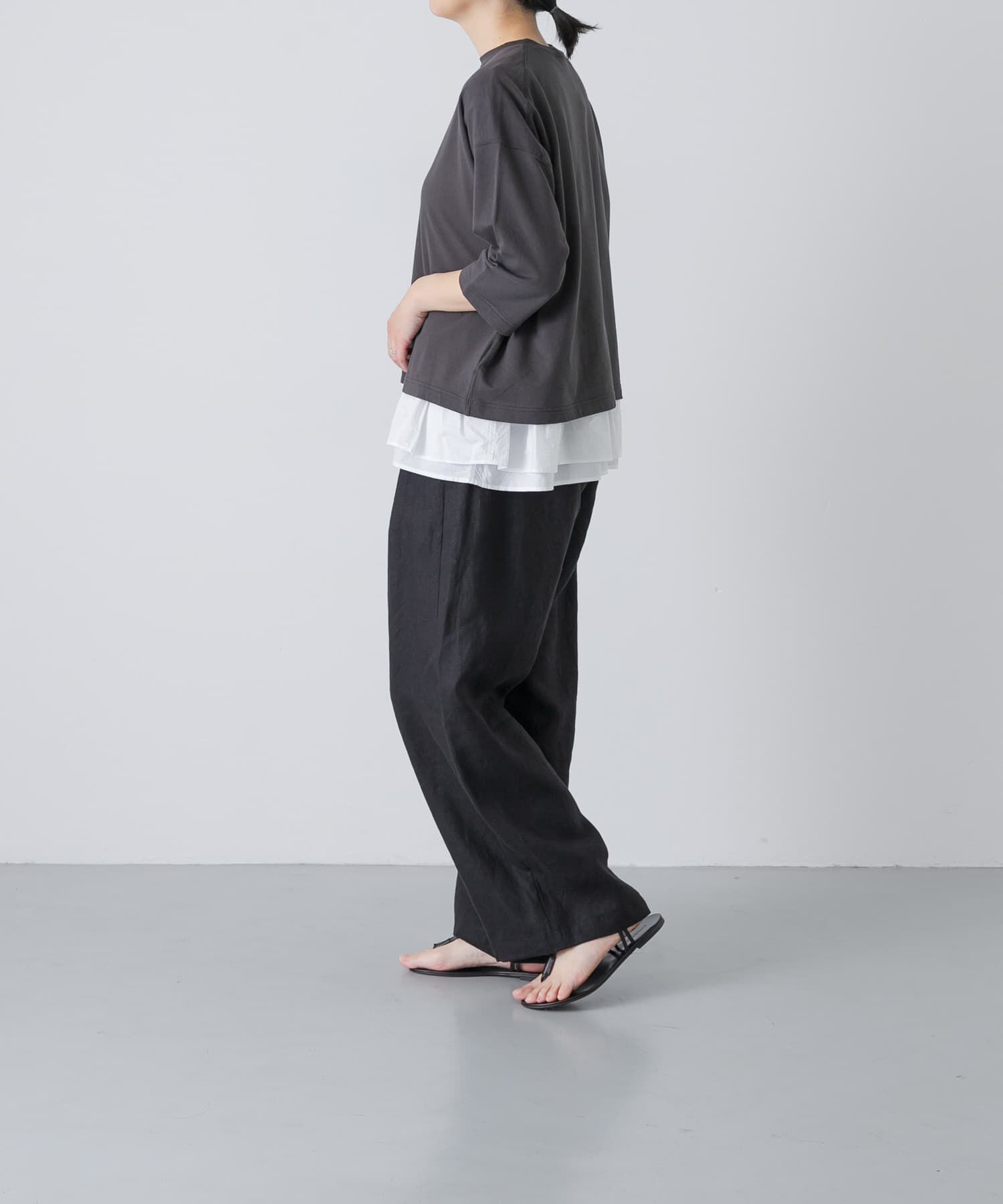 かぐれ「コットンインレー6分袖プルオーバー」|Tシャツ・カットソー|