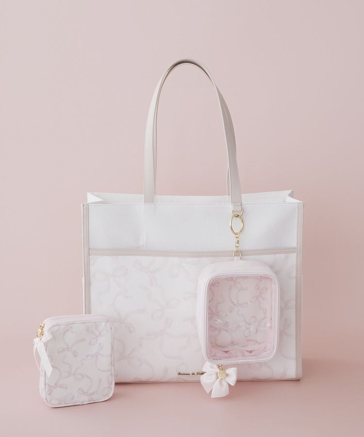 Maison de FLEUR「【5色展開】リボンプリントクリアポーチ」|ポーチ|