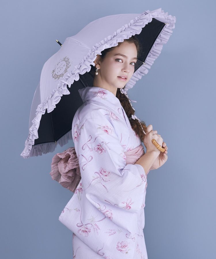 Maison de FLEUR「【晴雨兼用/UVカット率100％生地使用/UPF50+】遮光&UV CUT フリル傘」|傘|