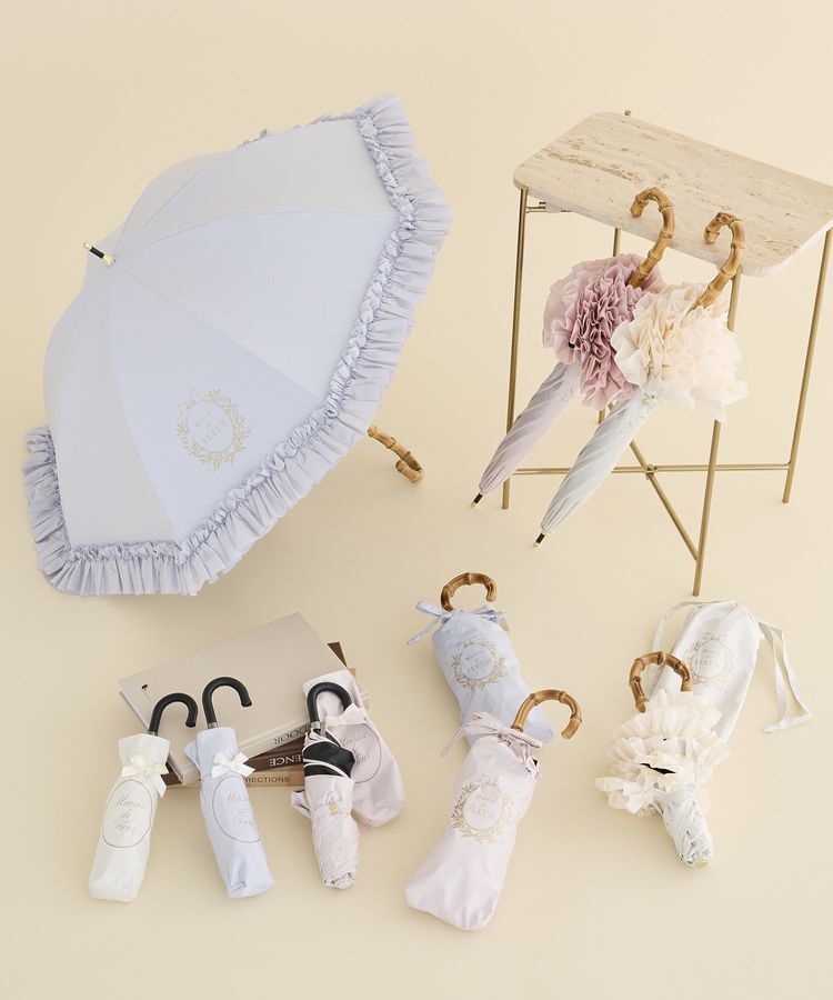 Maison de FLEUR「【晴雨兼用/UVカット率100％生地使用/UPF50+】遮光&UV CUT フリル折りたたみ傘」|傘|