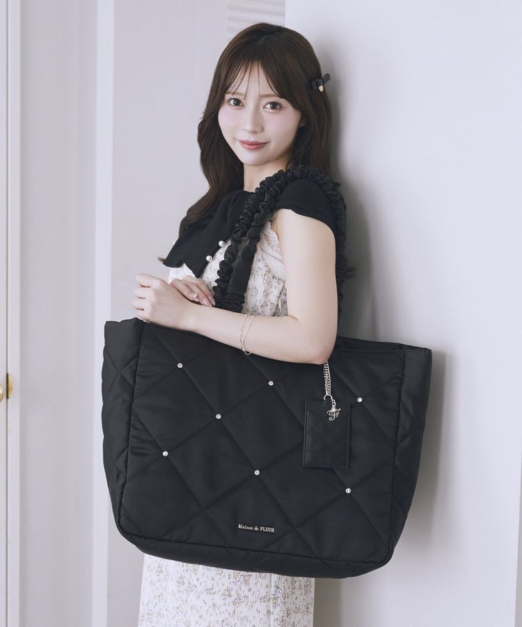 Maison de FLEUR「キルティングエアリーキャリーオンバッグ」|トートバッグ|ブラック