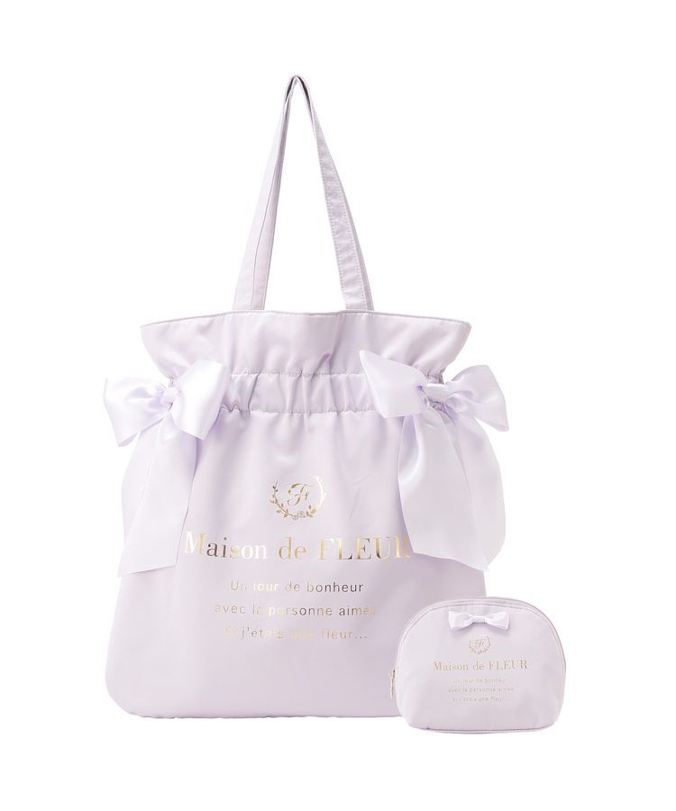 Maison de FLEUR「《セット商品》ダブルリボンギャザートート・ポーチ」|トートバッグ|