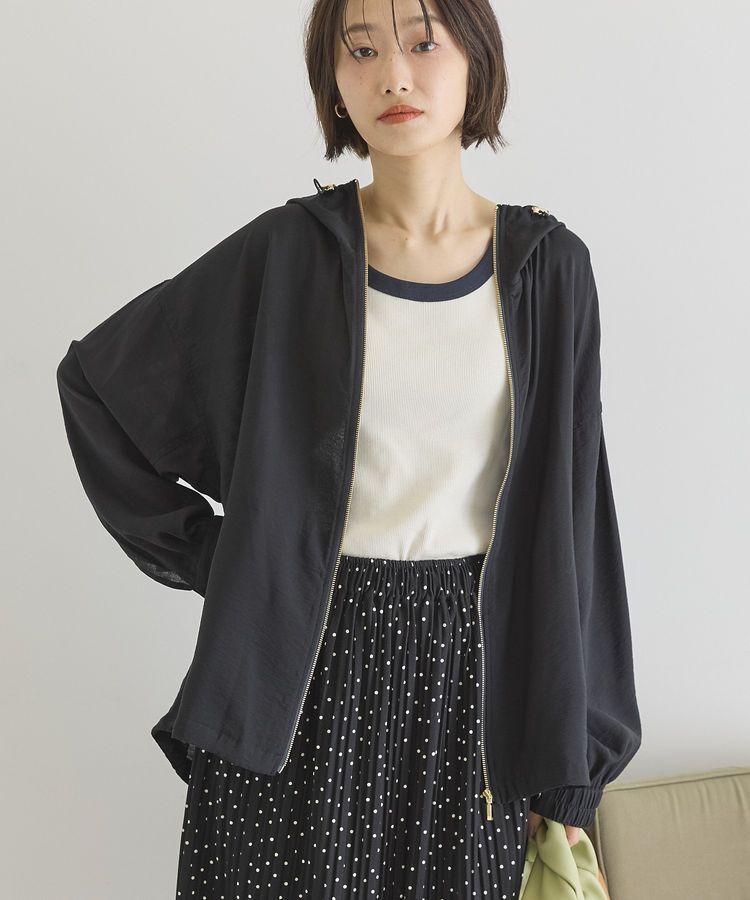 AMERICAN HOLIC「【接触冷感】フーディーシアーブルゾン」|ブルゾン・スタジャン|Dark Navy