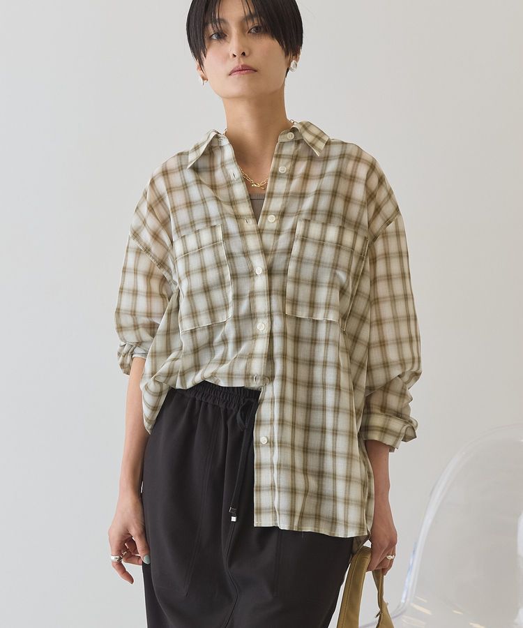AMERICAN HOLIC「【接触冷感・イージーケア】シアーチェックシャツ」|シャツ・ブラウス|