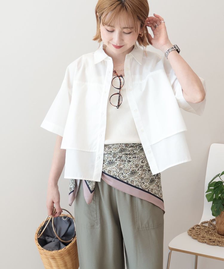 AMERICAN HOLIC「【マルチ機能】レイヤード5分袖シャツ」|シャツ・ブラウス|Off White