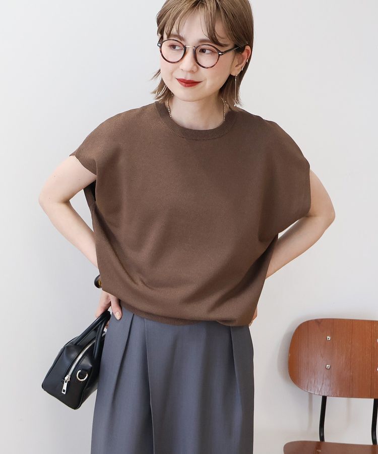 AMERICAN HOLIC「【WEB限定】接触冷感ラメフレンチスリーブニットプルオーバー」|ニット・セーター|