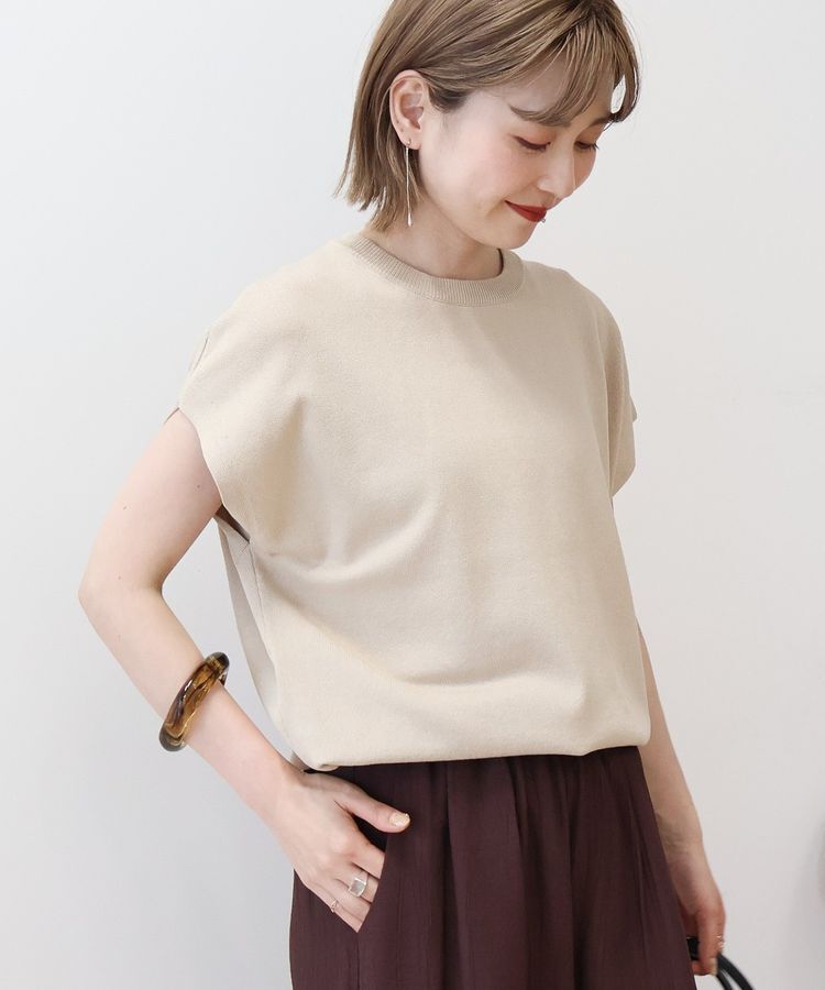 AMERICAN HOLIC「【WEB限定】接触冷感ラメフレンチスリーブニットプルオーバー」|ニット・セーター|