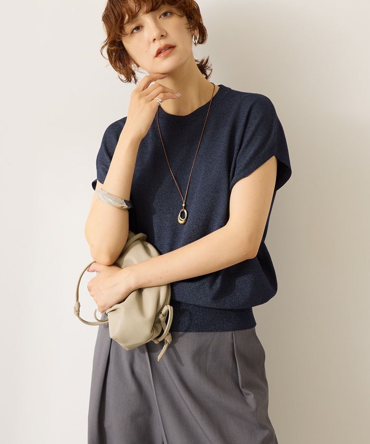 AMERICAN HOLIC「【WEB限定】接触冷感ラメフレンチスリーブニットプルオーバー」|ニット・セーター|